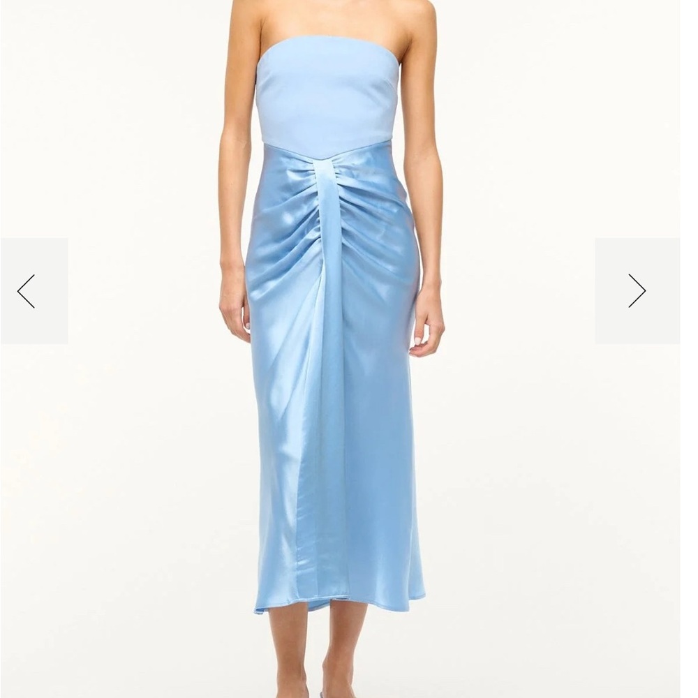 STAUD Light Blue Strapless Dress